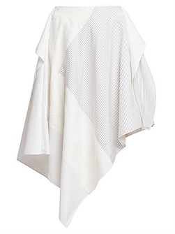 Асимметричная хлопковая миди-юбка JW Anderson с резинкой на талии и оборками 11023718