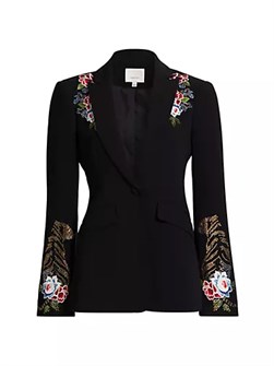 Cinq a Sept Лонгслив с тигровой вышивкой и кристальной отделкой Le Beau Tigre Cheyenne от Cinq a Sept 10041228