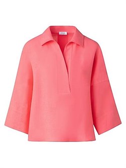 Льняная блуза Akris Punto с разрезами на спине, классическим воротником и рукавами до локтя 11018652