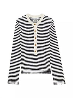 Полосатый свитер Mandala с пуговицами от Zadig &amp, Voltaire, 56% хлопок, 23% вискоза, 13% лен 10043222