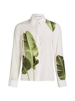 Шелковая блуза с принтом пальм Willa от Alice + Olivia, лонгслив, 100% шелк 11010533