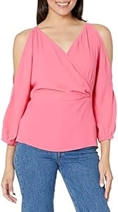 Блуза Anne Klein с открытыми плечами и кроссовером из 100% полиэстера с отделкой пеплум 11051716