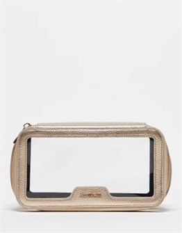 Accessorize Стильная косметичка из прозрачного и золотого материалов, размер 12х22х9 см, с круговой молнией 11040788