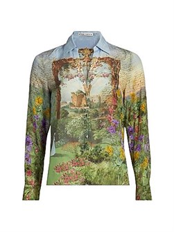 Шелковая блуза с принтом Eloise от Alice + Olivia, с V-образным вырезом и длинными рукавами, 100% шелк 10042907