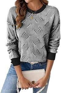 Женский полосатый уютный вязаный пуловер с длинным рукавом SHEWIN 10020589