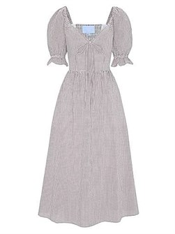 Hill House Home Платье Ophelia A-силуэта с эластичной сборкой, круглым вырезом и карманами из 100% хлопка 11015513