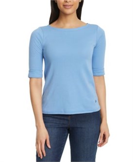 Женская футболка от Gloria Vanderbilt, из рельефного трикотажа с рукавами 3/4, модель Alanis 11053953