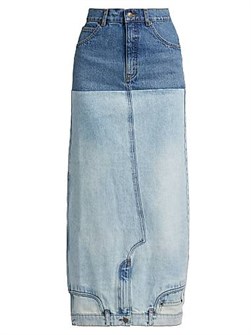 Джинсовая макси-юбка A.W.A.K.E. Mode с зеркальным эффектом, из хлопка, с пятью карманами и кнопочной застёжкой 11014634