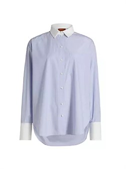 Рубашка Jamie Haller с укороченным силуэтом, полосатый хлопок Crosby, 100% хлопок, длинные рукава 10041787