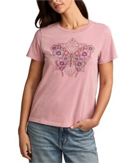 Графическая футболка Lucky Brand из хлопка с коротким рукавом в цветочном дизайне с бабочками 11020208
