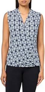 Женский лонгслив Anne Klein с принтом, рюшами и V-образным вырезом, 95% полиэстер, 5% эластан 11044233