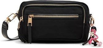 Anne Klein Сумка-кроссбоди из переработанного нейлона с отстегивающимся ремнем и молнией, черная 11072029