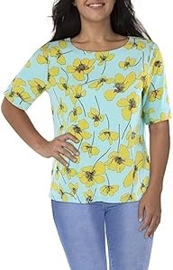 Блузка Anne Klein с цветочным принтом, лодочным вырезом и короткими рукавами, 94% полиэстер, размер XXL 11069322
