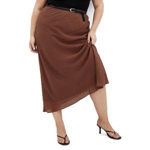 City Chic Юбка-миди Kyra из мятого хлопка с резинкой и разрезом, стильный элемент вашего гардероба 10044555