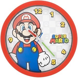 Accutime Настенные часы с изображением профиля Марио, хромированные, красные, диаметр 25 см, идеальный подарок для поклонников 11054413