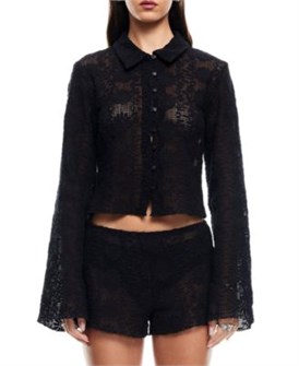 Женская хлопковая блузка Lioness с яркими кружевными рукавами-клёш, 100% хлопок 11072208