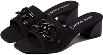 Женские черные туфли Anne Klein Marri с декоративной цепочкой на синтетическом верхе и блочным каблуком 11081007