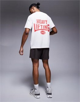 Быстросохнущая футболка 4505 Heavy Lifting с принтом на спине и рельефным воротником, молочно-белого цвета 11040776
