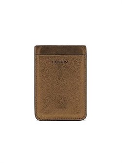 Lanvin Магнитный держатель для карт из металлизированной кожи с натуральной кожаной отделкой, 6,5 x 9,5 см 11015648