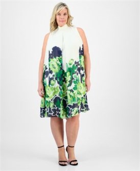 Большое платье Robbie Bee с цветочным принтом и застежкой на стойке-воротнике 11072743