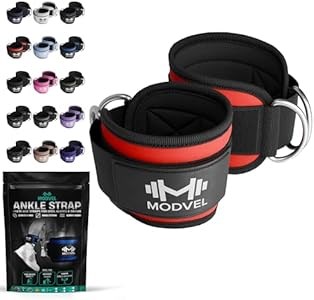 Modvel Набор регулируемых и удобных голеностопных строп для тренажеров - аксессуары для тренировки, нагрузки на ноги и восстановления, пара, красные/черные 11098363
