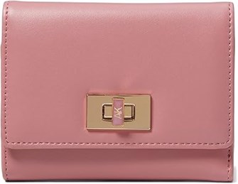 Anne Klein Кожаный кошелек среднего размера с эмалевым поворотным замком и множеством карманов 11079278