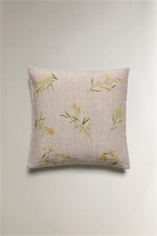 Zara Home Наволочка из хлопка и льна с мимозовым принтом для декоративной подушки 11037680