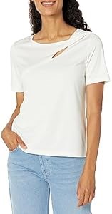 Топ с короткими рукавами и вырезом капелькой Anne Klein из вискозы, нейлона и эластана 11072051