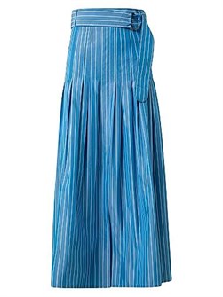 Юбка-миди из поплина с пижамными полосками от Akris Punto с регулируемым поясом и карманами 11018641