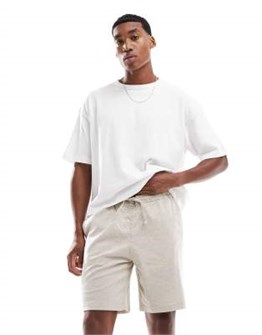 Льняные шорты JJ Rebel с эластичным поясом и карманами молочного цвета 11038718