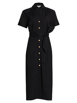 Хлопковое миди-платье рубашка с поясом и короткими рукавами Tabby от Veronica Beard 11029987