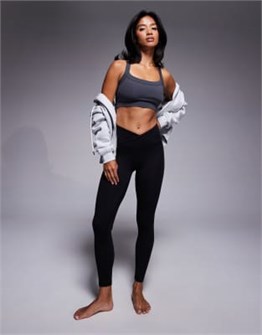 Чёрные леггинсы для йоги Petite Icon ASOS 4505 с завязкой на талии и эластичным поясом 11038971