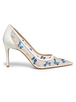 Каблуки Power 85MM от Stuart Weitzman с хлопковой и кожаной вышивкой 11027892