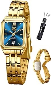 OLEVS Женские золотые маленькие квадратные водонепроницаемые наручные часы с аналоговым кварцевым механизмом, 41 мм 11049894