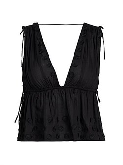 Топ без рукавов Ulla Johnson Anya из 100% хлопка с глубоким V-образным вырезом 11010332