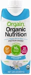Orgain Органический веганский питательный коктейль с ванильным вкусом, 330 мл, упаковка 12 шт., без глютена 11070483
