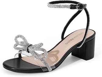 Женские сандалии Dream Pairs с двойным бантом и кристаллами на низком каблуке для свадьбы и вечеринок 11043493