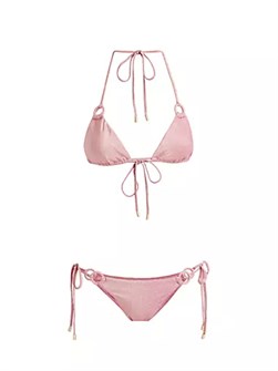 Бикини Rhiannon Zimmermann из металлизированного материала с треугольным верхом и боковыми завязками, 51% нейлон 10042171