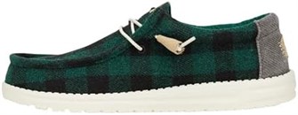 Мужские слипоны Hey Dude Wally Buffalo Plaid Hunter Green, размер 14, комфортная и легкая обувь 11063856