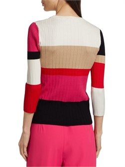 Свитер Elie Tahari Remy с облегающим силуэтом, классическим вырезом и рукавами 3/4 из рибаны 11040180