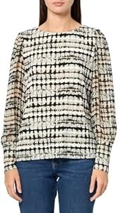 Anne Klein Женская шифоновая блузка с принтом, епископский рукав, 95% полиэстер, 5% эластан, круглый вырез 11064472