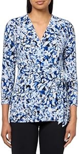 Женская молодёжная блуза с принтом Anne Klein, V-образный вырез, 95% полиэстер, 5% эластан 11060779