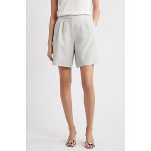 Шорты с плиссировкой от Nordstrom, застежка на молнию, карманы, 58% полиэстер, 37% вискоза, 5% эластан 10044678