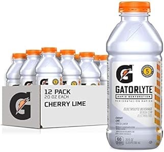 Gatorade Электролитный напиток для быстрого восстановления, вкус вишня-лайм, упаковка из 12 бутылок по 591 мл, содержит 5 электролитов, на 60% меньше сахара 11088246