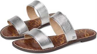 Женские сандалии Sam Edelman Gala из мягкой серебристой кожи с двумя верхними ремешками и упрощенной конструкцией 11091775