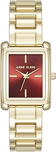 Anne Klein Женские часы с золотым браслетом, черным циферблатом, золотыми стрелками и маркерами, минеральное стекло 11049830