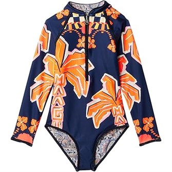 Купальник для девочек от Maaji Kids с высоким воротником и длинными рукавами, реверсивный принт 11040630