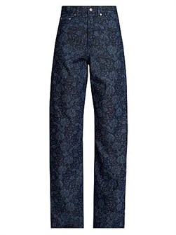Джинсы Peyton из 100% хлопка с высокой талией и цветочным принтом от Dries Van Noten, 5 карманов, машинная стирка 11030757