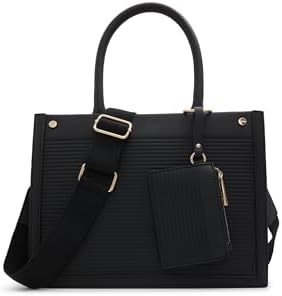 Aldo Черная структурированная сумка-тоут из искусственных материалов с одним отделением и съемным ремнем 11053328