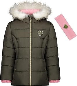 Парка Jessica Simpson для девочек с английским дизайном, стеганой передней частью и поясом 10022330